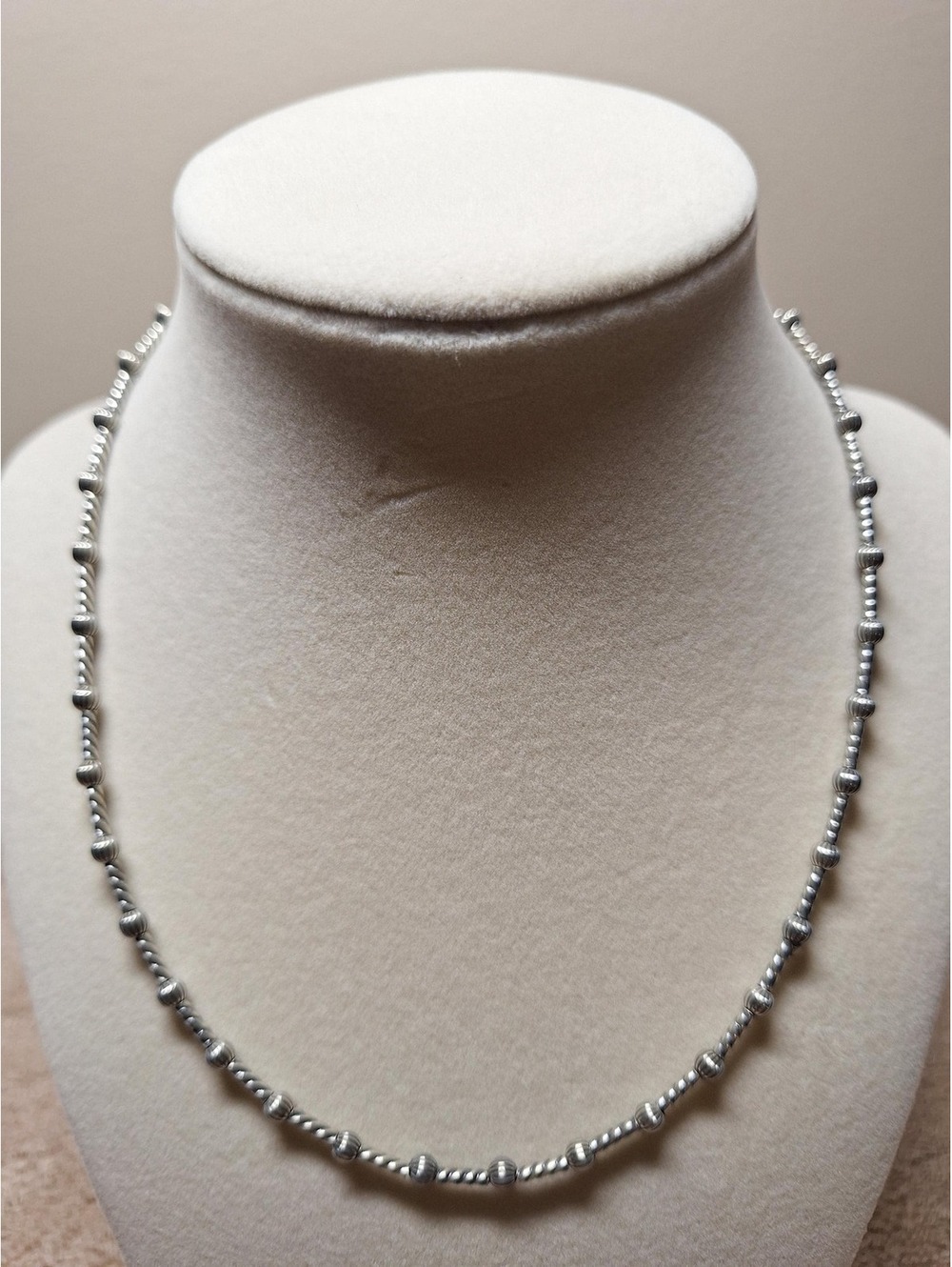 Southwestern bead station necklace in oxidized sterling silver